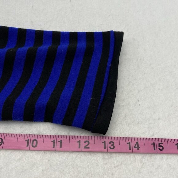 SANDRO Studio Women Crop Blazer Button Front Sz M Blue Black Stripe Office 54-18 - Picture 9 of 9